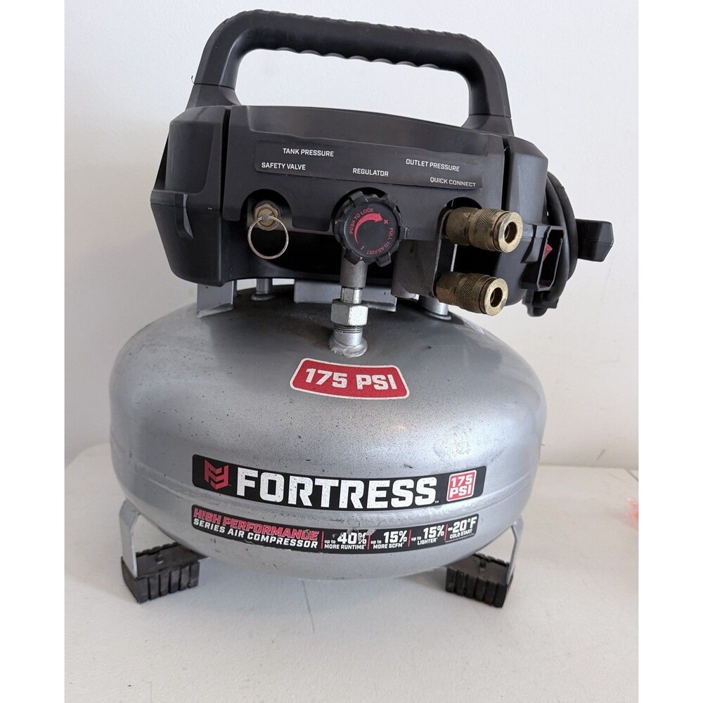 Fortress 3 Gal Ultra Quiet Pancake Air Compressor 175 PSI Oil-Free